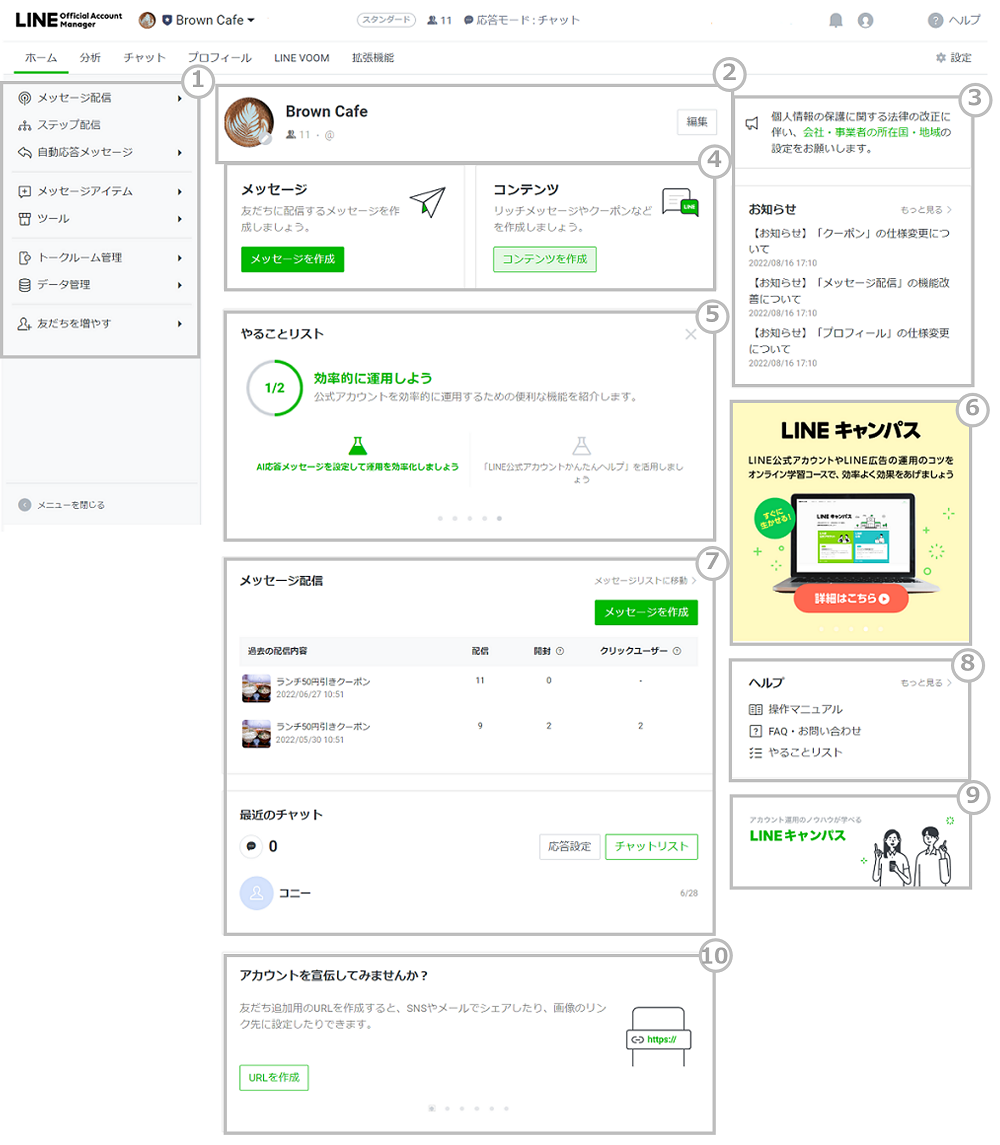 Line公式アカウント Line Official Account Manager 管理画面の構成 ホーム画面 マニュアル Line For Business Line公式アカウント Line Official Account Manager 管理画面の構成 ホーム画面 マニュアル Line For Business