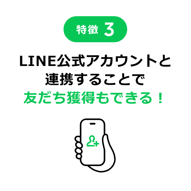 特徴3 LINE公式アカウントと連携することで友だち獲得もできる！